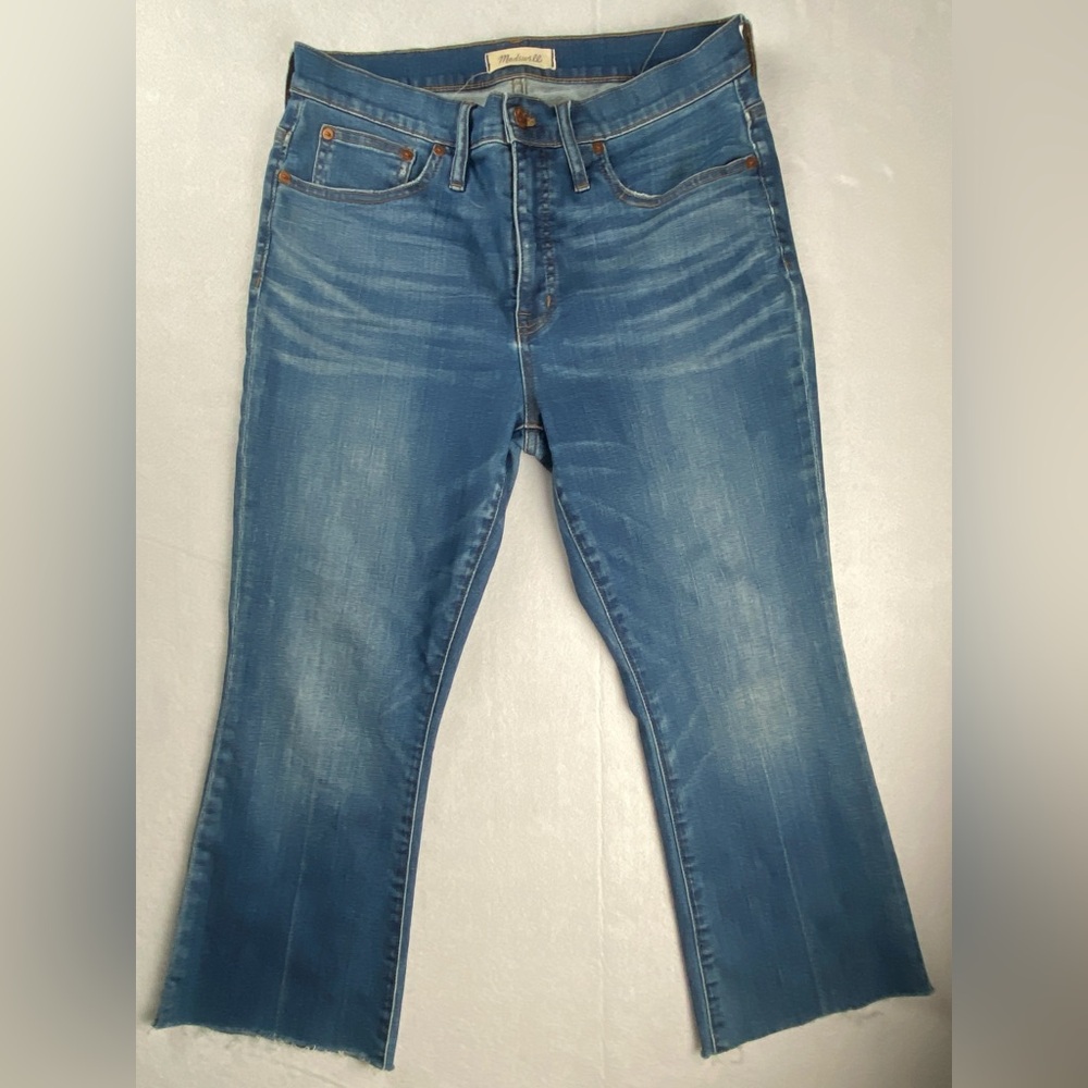 Madewell Womens Cali Demi Bootcut Medium Wash Raw Hem Jeans Size 30X23